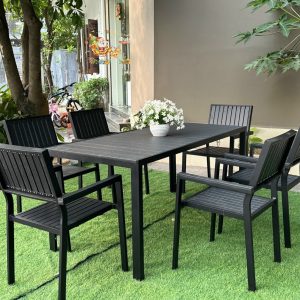 Bàn sân vườn hình chữ nhật khung hợp kim nhôm