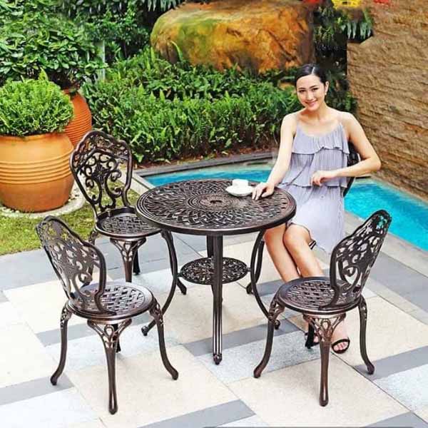 Bộ Bàn 4 Ghế Nhôm Đúc Sân Vườn