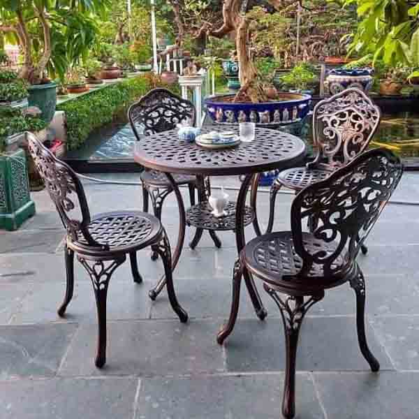 Bộ Bàn 4 Ghế Nhôm Đúc Sân Vườn